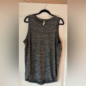 Athleta tank black and white stripe XL